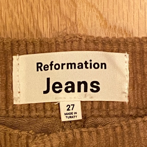 Reformation Cynthia Button Fly High Rise Tan Corduroy Pants / Womens Size 27 - Picture 13 of 14